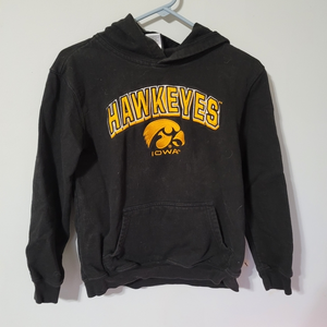 Iowa Hawkeyes Football Shirts Youth Sz Large Hodie Sweatshirt Black Gold Kinnick